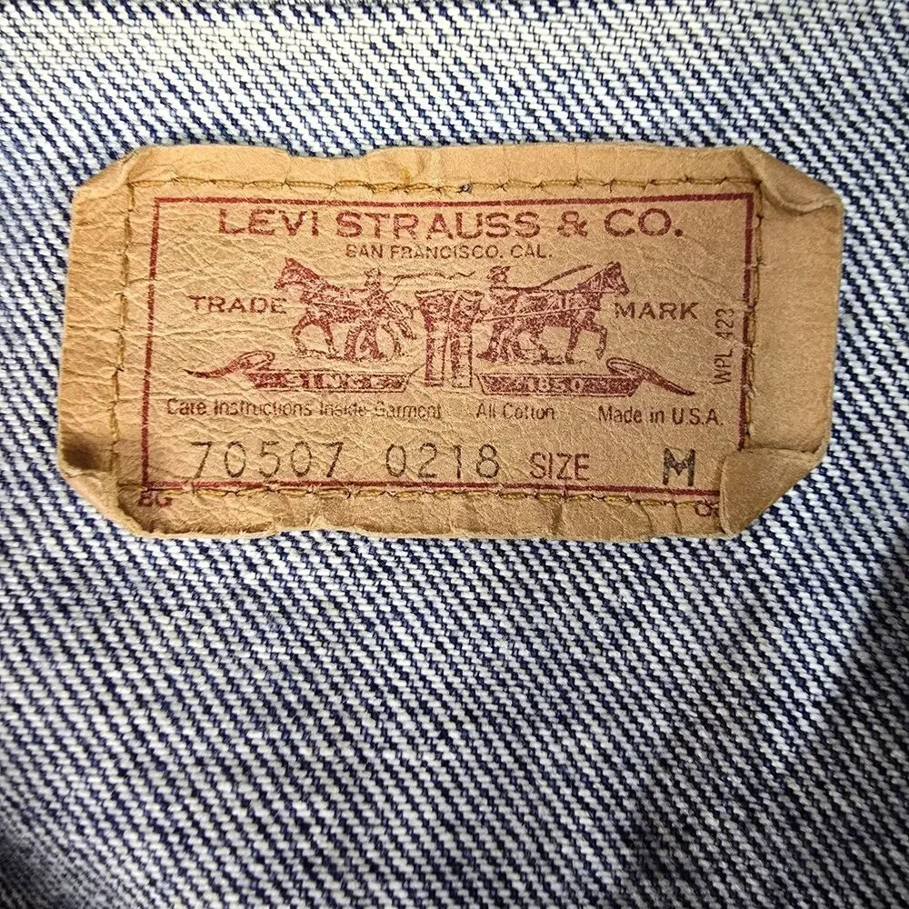 Vtg 70s 80s Levi's Denim Trucker Jacket USA Mens Medium Dark Wash 70507 0218
